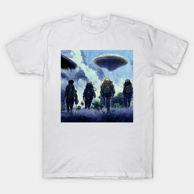 Planet Exploring Astronauts - best selling T-Shirt by bayamba